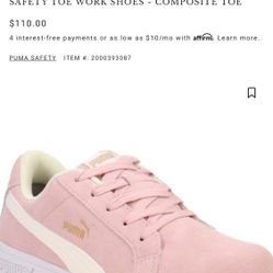 Women Puma Safety Steel Toe Shoes - Size 7