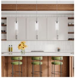 Pendant Ceiling Light Fixture, LED Kitchen Lighting Crystal Pendant Lights Kitchen Island, 1-Light Integrated Kitchen Hanging Light Fixture Modern Isl