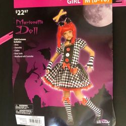 Once Used Girl's On a String Marionette Doll Costume M (8-10)