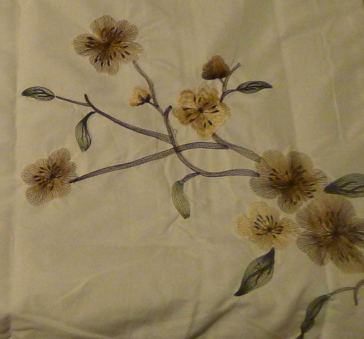 TWO - Decorative Brown Cream Bohemian Stitched Flower 20 x 26 Pillow Case / Sham