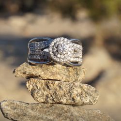 Tolkowsky Engagement Ring With Wedding Band 