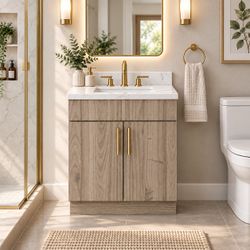 Oak Bathroom Vanity ā Natural Wood Look Storage Cabinet