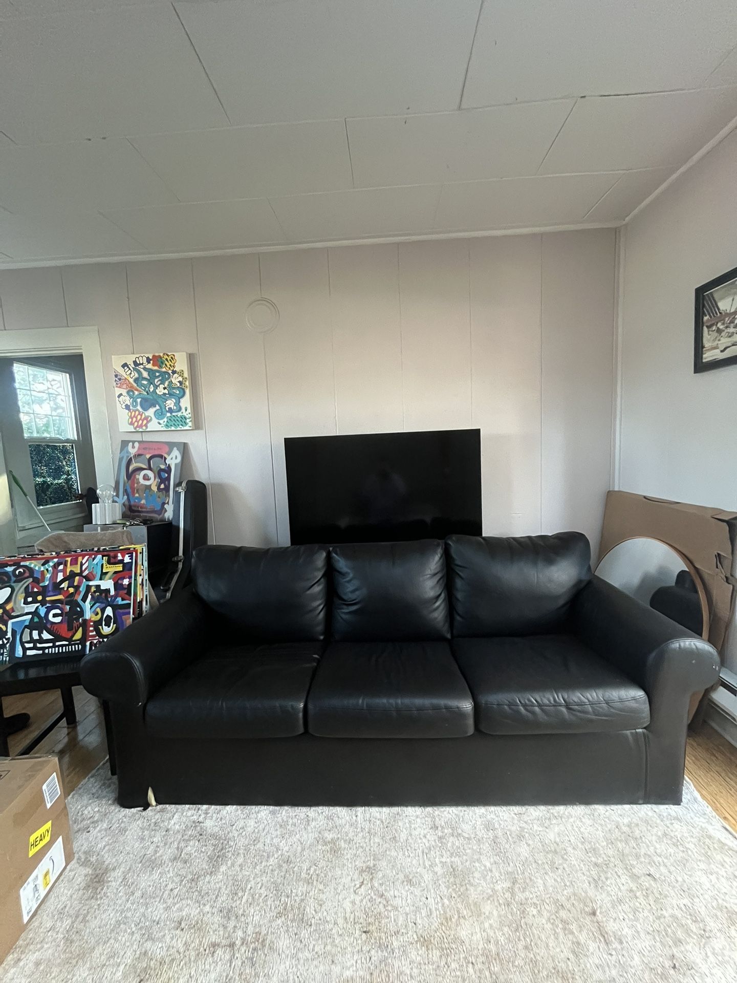 Free Black Leather Sofa