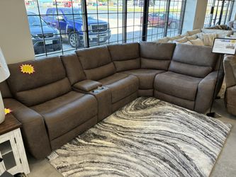 Pale Brown Fabric Sectional 