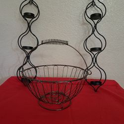 A Pair Candle Holder, And Fruit Basquet