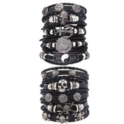11 PCs Gothic Faux Leather Bracelets, Y2k Studded Bracelet Wristbands , Rock Emo Jewelry Accessories For Men Women Hip Hop Street Style , Rare 
