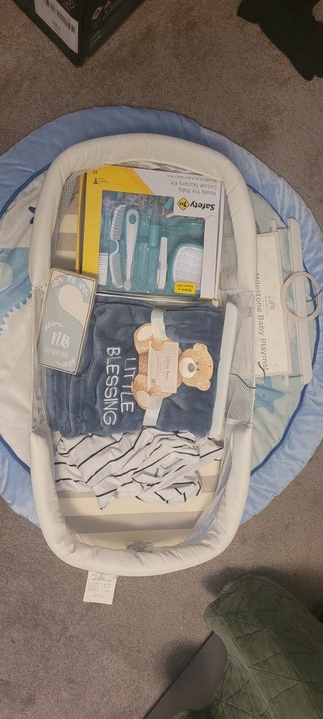Baby Bundle - Co-sleeper, Month mat, Car Seat/ Nursing Cover And More