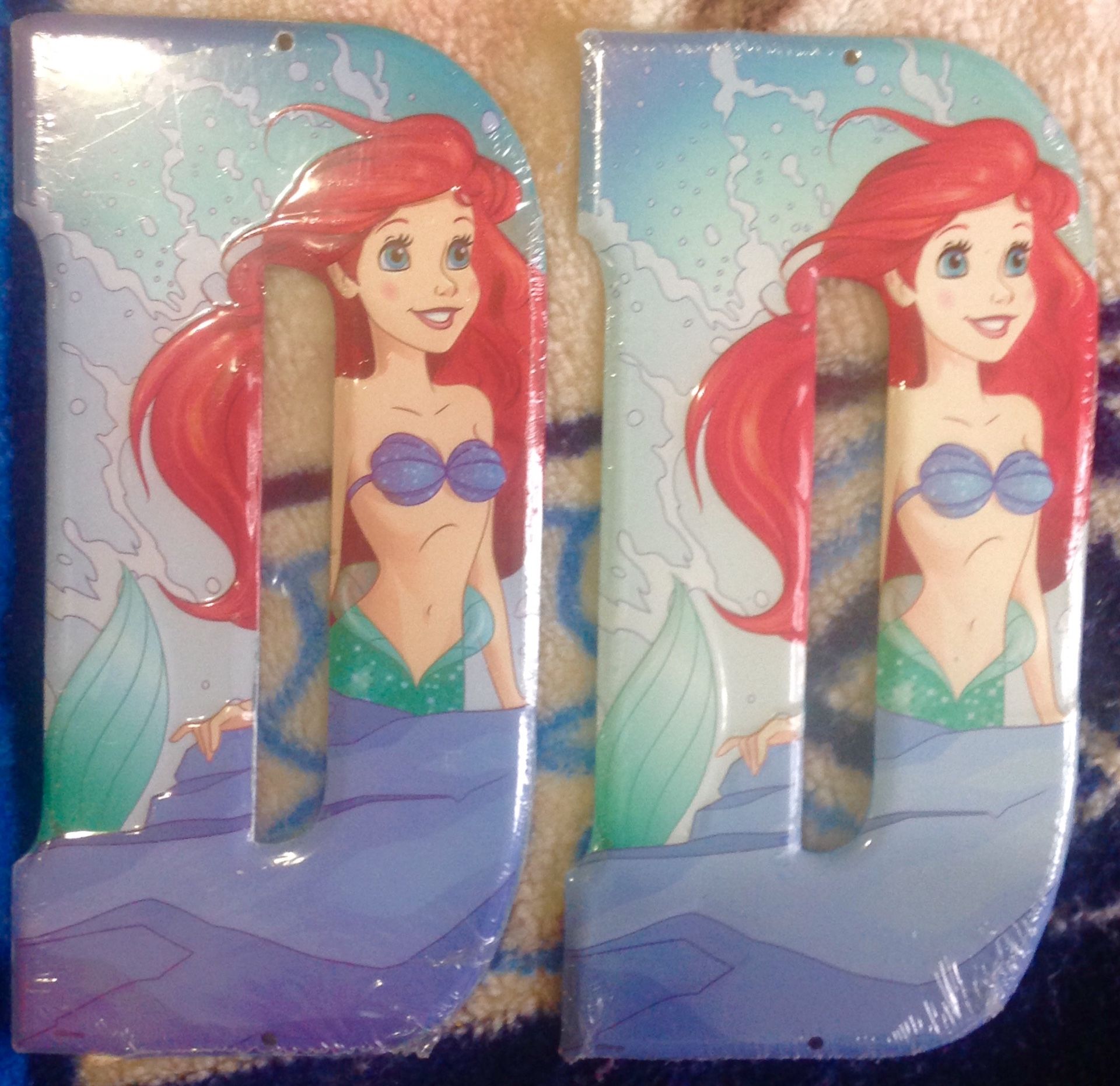 Disney Princess Arial Metal Letter "D" Tin Sign Wall Decor Collectible Art, lot of 2