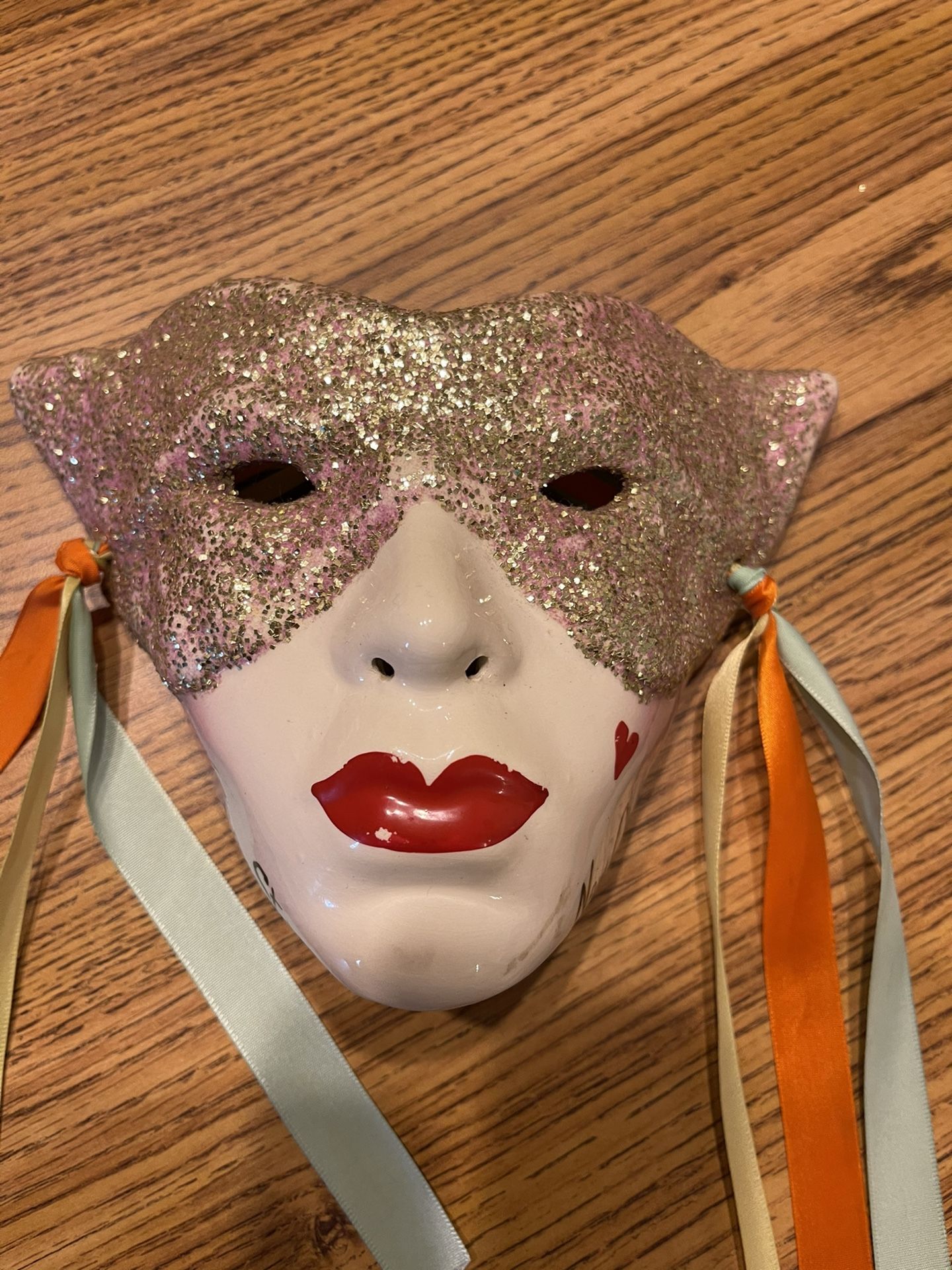 Mardi Gras Ceramic Mask And Figurine