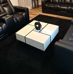 Modern High-Gloss White Coffee Table and TV Stand Set