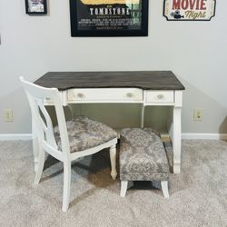 Desk And Chair With Matching Storage Stool 