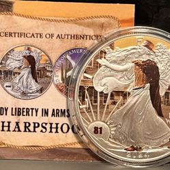 2024 American Silver Eagle Lady In Arms Series: Sharpshooter • Colorized 1 oz Pure Silver Coin in Capsule (.999 Fine) • Limited Mintage 999