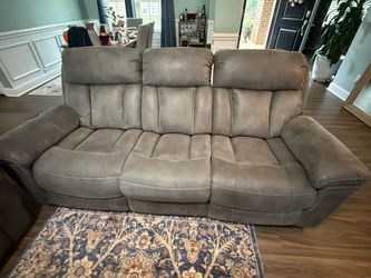 Reclining Leather Couch, Love Seat, End Tables