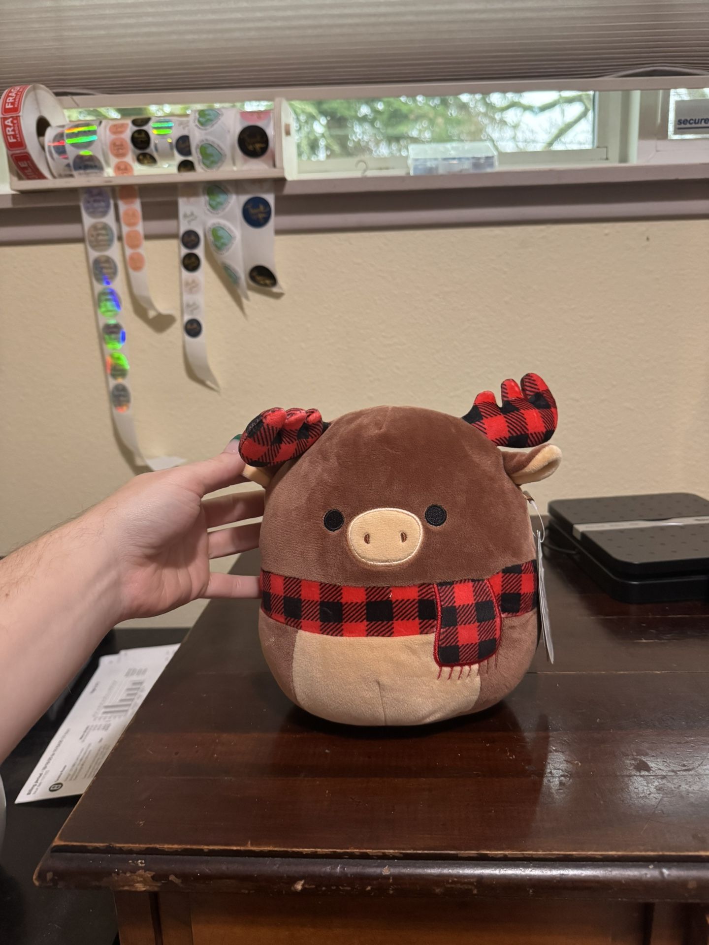 Kellytoy Squishmallow Alfred The Winter Holiday Moose Plaid Scraf 7.5" NWT