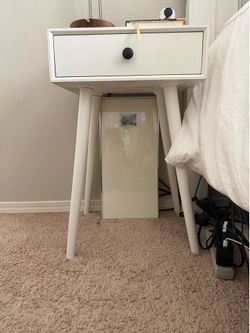 White nightstand with drawer