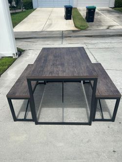 Dining Table Set with Two Benches