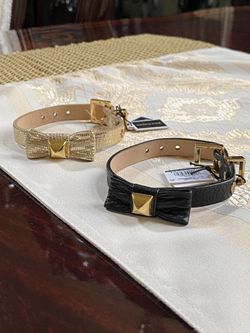 Juicy Couture Leather Bow Bracelet  (Black or Gold) 