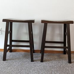 Two Solid Wood Stools 