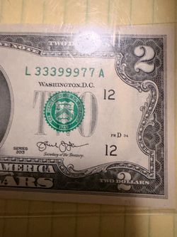 2013 Series $2 Two Dollar Bill  hall of the fame 99%