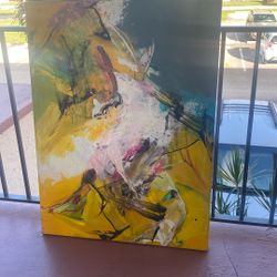 painting on canvas with hard frame
