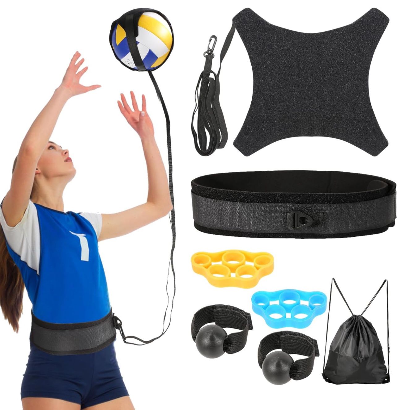 Volleyball Training Equipment Aid,Premium Volleyball Rebounder Trainer Kit,Solo Practice Trainer for Serving Setting Spiking and Arm Swing,Volleyball 