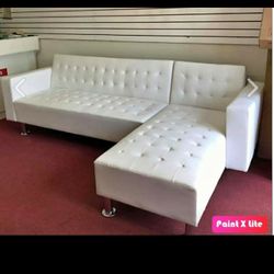 New white reversible sectional futon 