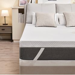 BDEUS 3 Inch Cooling Gel Memory Foam Mattress Topper, Ventilated High Density Pad for Pressure Relief, Bed Topper with Removable Cooling Touch Soft Co