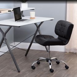 New  Modern Black Crest Armless Office Chair Swivel Task Chair Desk Chair Computer Chair, Black,