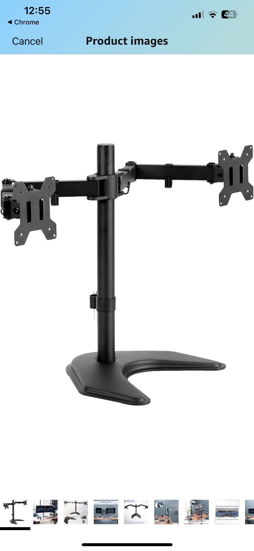 VIVO STAND-V002F Dual LED LCD Monitor Free-Standing Desk Stand for 2 Screens up to 27 Inch Heavy-Duty Fully Adjustable Arms with Max VESA 100x100mm