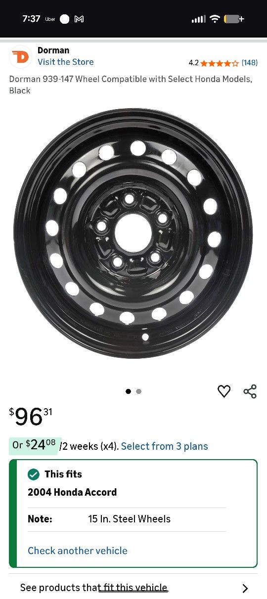 5 Stud 15" Alloy Wheel