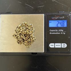 Real 18K Gold Hallow “Curb Chain” (5mm/22in/24.8LB); 925 Sterling Silver Base; Handmade In Italy