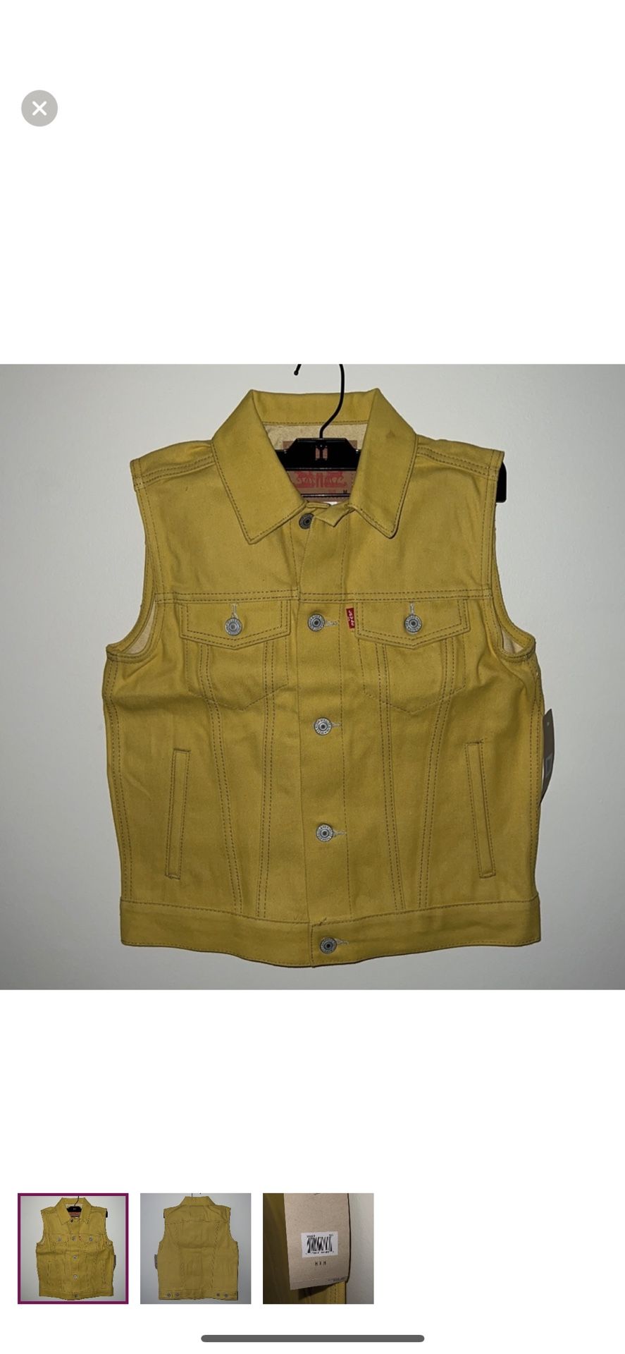 Levi's Yellow Denim Button Up Vest Size Medium girls