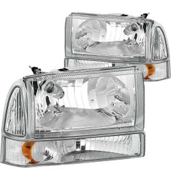 LA Zona Auto Parts 1999 To 2004 Ford F250 F350 F450 F550 Excursion Headlights Luces Micas Calaveras Cromadas Chrome 