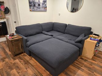 Gray Modular Sectional Sofa with Ottoman