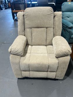 New - Large Swivel Rocking Recliner with Massage and Heat Khaki