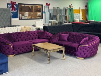 Lupino Velvet Sofa & Loveseat display,Free delivery same day $49 Down Payment