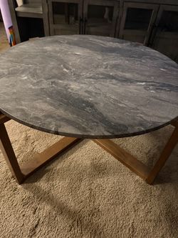 Round Marble-Look Table Set