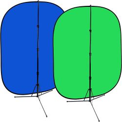 Fotodiox 5'x7' Collapsible Chromakey Green + Blue 2-in-1 Background, Backdrop kit w/Stand Support


