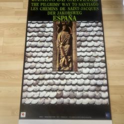 Vtg  Camino De Santiago The Pilgrims Way To Santiago España Travel Poster 45"x24