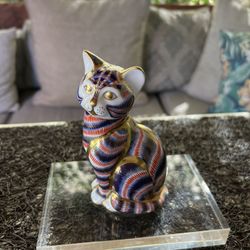 Royal Crown, Derby, Cat Figurine Imari English Bone  China