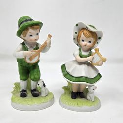 Vintage 1984 Lefton China St. Patricks Day Irish Boy & Girl Figurine Pair 04265
