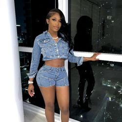 Denim two-piece set