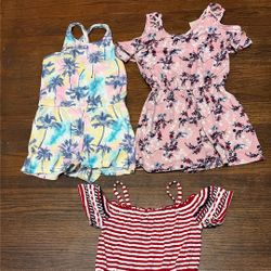 Little Girl Clothes Size 6/7 Summer Rompers 