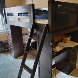 Twin Bunk Bed With Storage Solid Wood (No Matress)