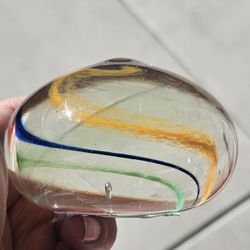 Paperweight Swirling Streamers Glass 