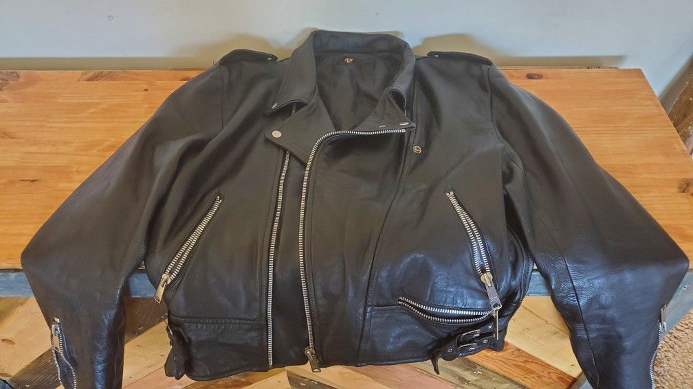 Vintage Classic Leather Moto Jacket