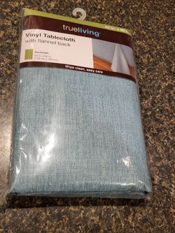 True Living Vinyl 52x90" Tablecloth teal, new in package