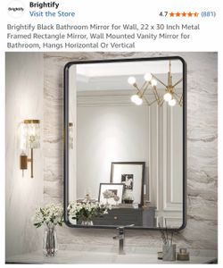 22 x 30 Black Metal Framed Vanity Mirror