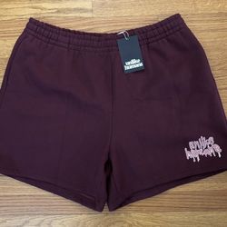 Unlike Humans Shorts Women’s XL Maroon Logo Streetwear Bottoms Urbanwear New