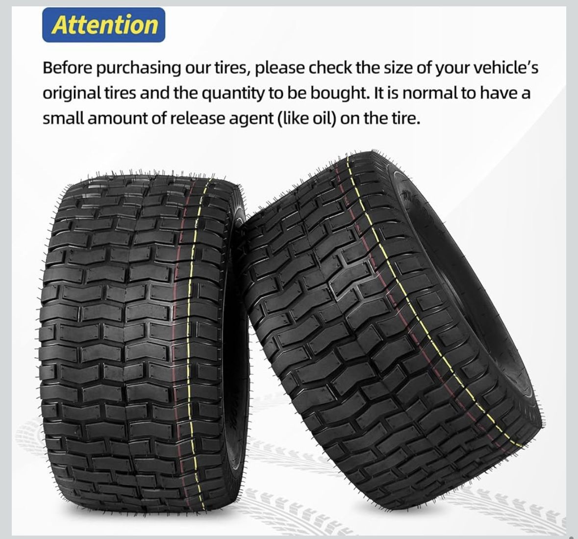 thumbnail image 2 of HALBERD 20x10x8 Lawn Mower Tires (Set Of 2) – 4Ply Turf Tractor Tire, Tubeless, 20x10.00-8 2 of 4